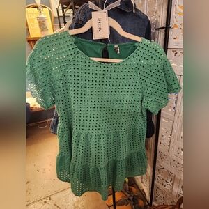 JODIFL Emerald Eyelet Blouse